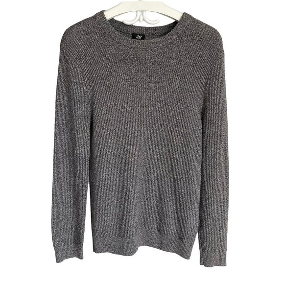 H&M Men’s Gray Knit Sweater Crew Neck Cotton Acrylic Blend Size Small - Picture 1 of 11